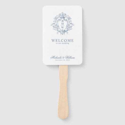  Regency Monogram Crest Wedding Programma Handwaaier (Voorkant)