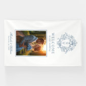  Regency Monogram Crest Wedding Welkom Spandoek (Horizontaal)