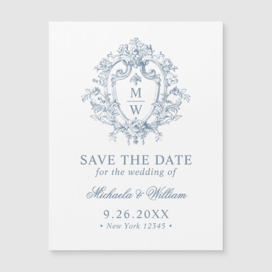 Regency Monogram Huwelijk Save Datum Magneet (Voorkant)