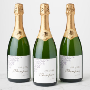 Regency Paarse Franse Fleur de Lis bruiloft Sparkling Wijnetiket