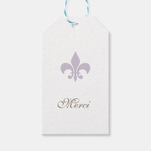 Regency Paarse Franse Fleur de Lis Merci Bruiloft Cadeaulabel