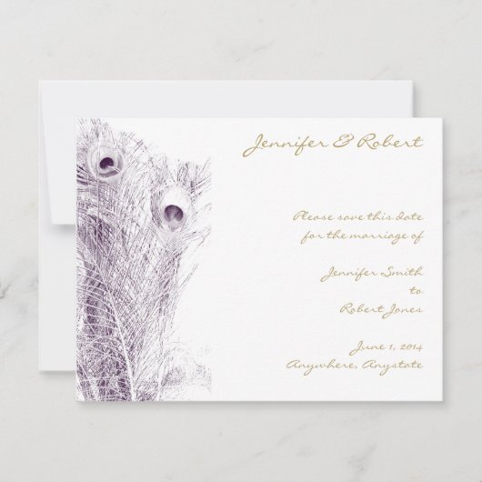 Regency Peacock en violet Enregistrer la carte Dat (Devant)