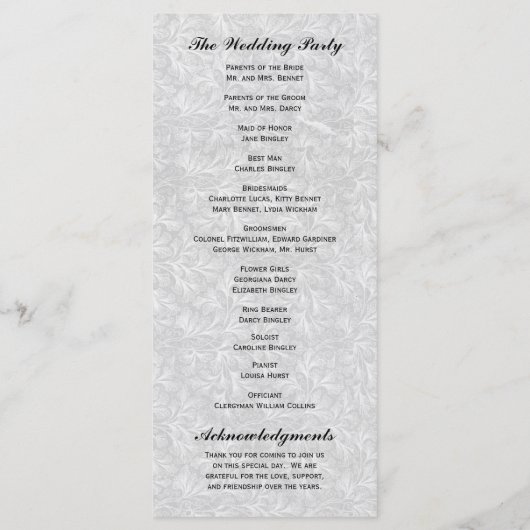 Regency Romance huwelijksprogramma's Programma (Achterkant)