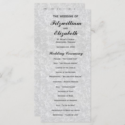 Regency Romance huwelijksprogramma's Programma (Voorkant / Achterkant)