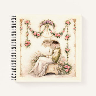 Regency Rose Garden Reading Lady Notitieboek