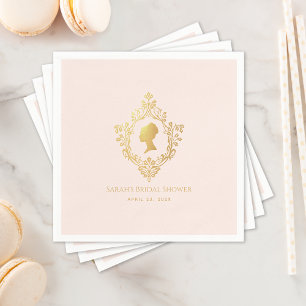 Regency Roze Faux Gold Crest Vrijgezellenfeest Servet