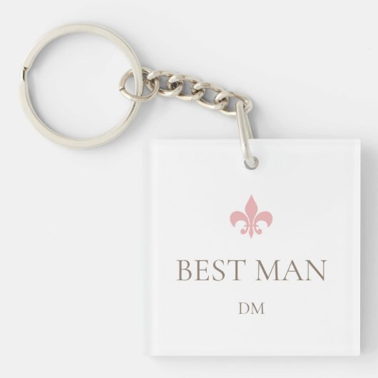 Regency Roze Frans Fleur de Lis Beste Man Initiale Sleutelhanger (voorkant)