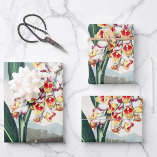 Regency stijl wit geel exotisch bloemendecor inpakpapier vel