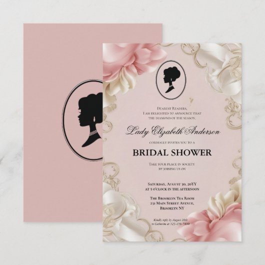 Regency tijdperk Florals Bridgerton Vrijgezellenfe Kaart (Voorkant / Achterkant)