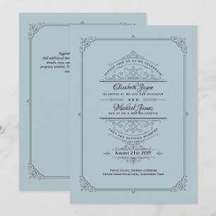 Regency Trouw Uitnodigingen Vintage eendenei blauw