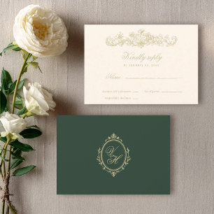 Regency Tuin Vintage Klassieke Romantische Bruilof RSVP Kaartje