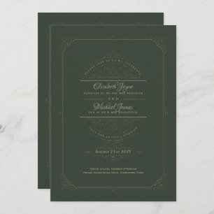 Regency Wedding Invitation  Green Kaart