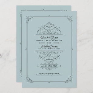 Regency Wedding Invitations Vintage Canard bleu oe