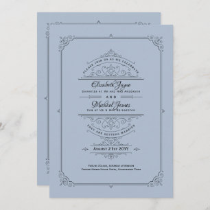 Regency Wedding Invitding  Dusty Blue Kaart
