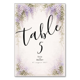 Regency Wisteria Wedding Table Number Card Kaart