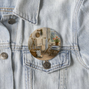 Regendag Cottage Waskamer Ronde Button 7,6 Cm