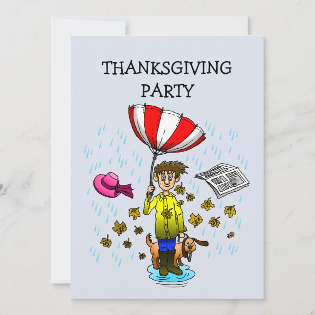 Regendag op een Thanksgiving Uitnodiging (Voorkant)