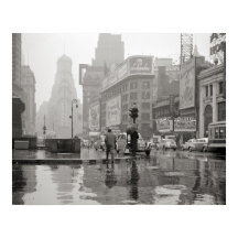 Regendag op Times Square, 1943. Oude foto