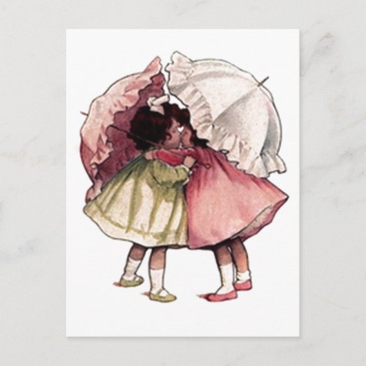  regendagmeisjes briefkaart (Voorkant)