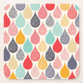 Regendruppel Pop Art Dot Pattern Vierkante Kartonnen Onderzetter (Voorkant)