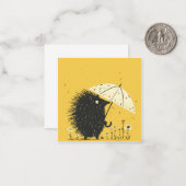 Regendruppels & fluisteraars: stekelvarkens rustig notitiekaartje (Voorkant / Achterkant in situ)