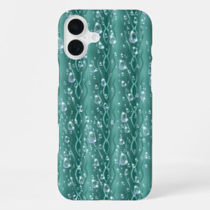 Regendruppels op groen metaal iPhone 16 plus hoesje