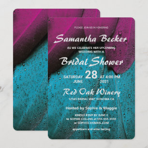 Regendruppels op Kleurrijke Veren Vrijgezellenfees Kaart