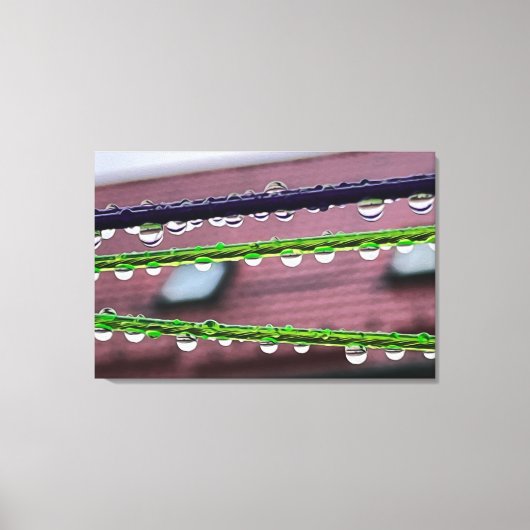 Regendruppels op snaren canvas afdruk (Voorkant)