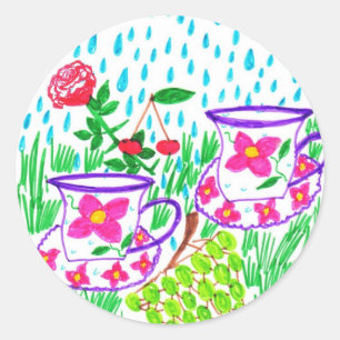 regendruppels ronde sticker