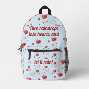 regenende harten bedrukte rugzak