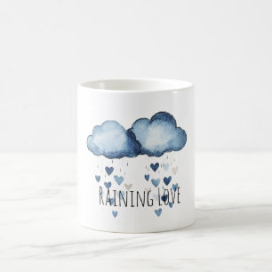 Regenende Liefde Blauwe Wolken Harten Koffiemok