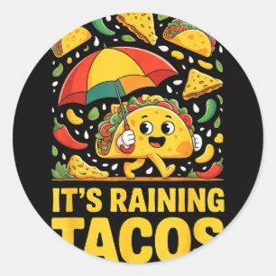 Regenende taco's grappige paraplu salsa nachos chi ronde sticker