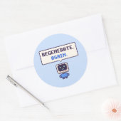Régénérer. Encore. Autocollant Pixel drôle d'IA (Enveloppe)