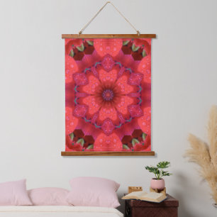 Regengekuste scharlaken caleidoscoop hangend wandkleed