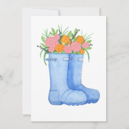 Regenlaarzen gevuld met bloemen Wenskaart Bedankkaart