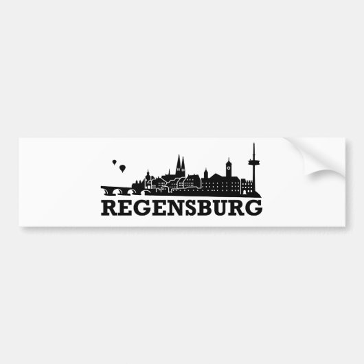 Regensburg Skyline Bumpersticker (Voorkant)