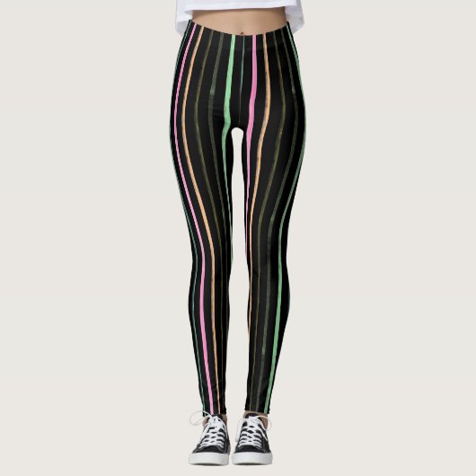Regenstripes voor zwarte en pasteelregenboog leggings (Voorkant)