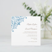 Regent Frans Blue Fleur de Lis Pattern Square Kaart (Staand voorkant)