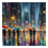 regenval in het centrum perfect poster (Voorkant)