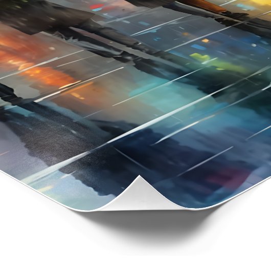 regenval in het centrum perfect poster (Hoek)