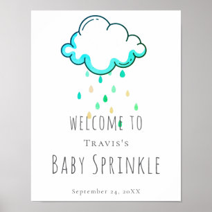 Regenwolk Baby Jongens Baby Shower Bord Poster