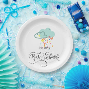 Regenwolk Jongens Baby Shower Borden Papieren Bordje