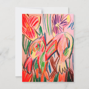 Regenwoud kameleon tekening briefkaart