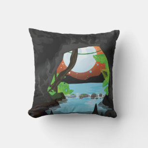 Regenwoudgrot cartoones landschap kussen