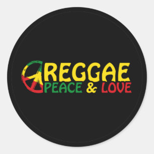 Reggaart met positieve woorden Vrede en Liefde Ronde Sticker