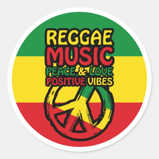 Reggae and Peace Symbol with positive quotes Ronde Sticker (Voorkant)
