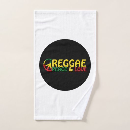 Reggae art avec des mots positifs Paix et Amour (Serviette à main)