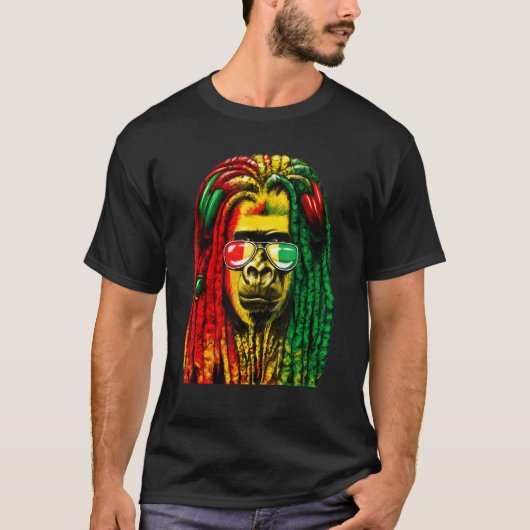 Reggae Cool Gorilla Dreadlocks Rasta Dreads R T-shirt (Voorkant)
