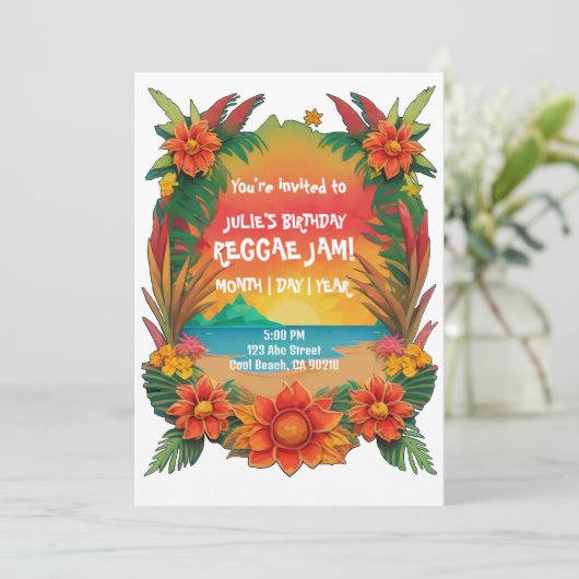 Reggae Feest Uitnodiging (Staand voorkant)