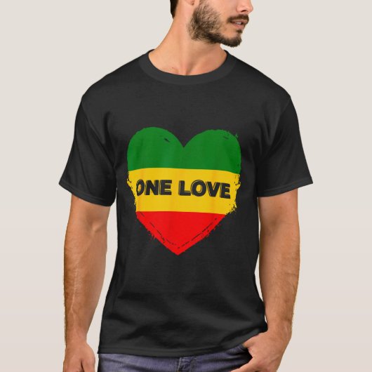 Reggae Heart One Love Rasta Reggae Music Rastafari T-shirt (Voorkant)